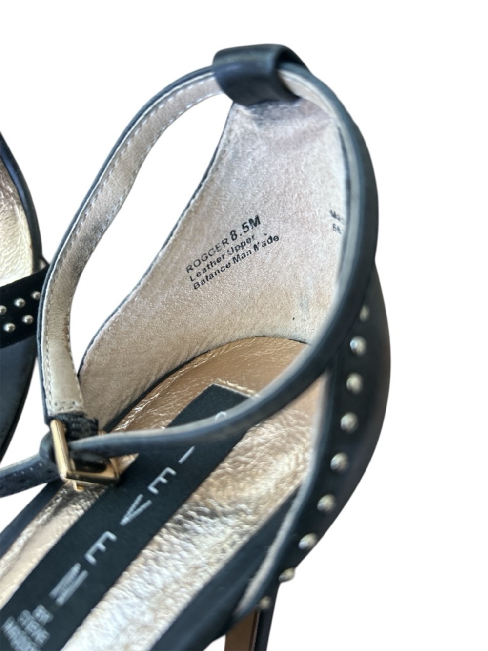 Steve Madden Black Studded Ankle-Strap Heels - Picture 7 of 8